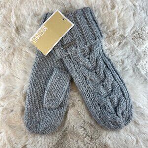 Michael Kors Women's Gray Quilted Knit Mittens OS NWT